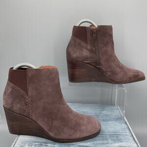 NEW Lucky Brand Women’s Zoralina Leather Ankle Boots Brown Size 6.5M
